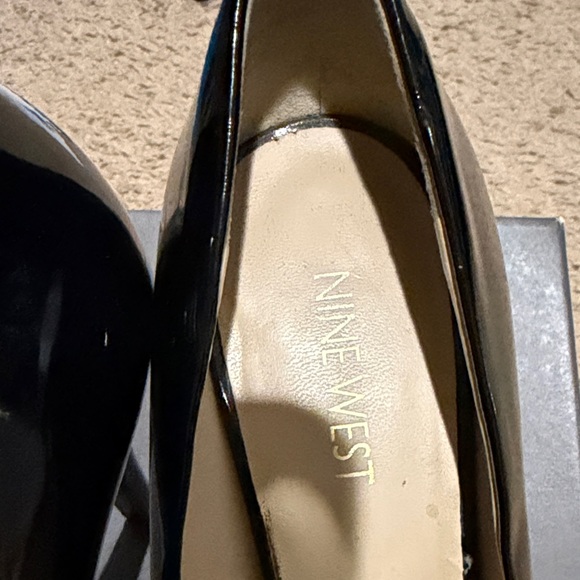 Nine West Glossy Black Peep Toe Heels - Picture 11 of 11